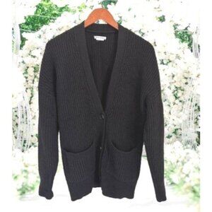 Reformation 100% Yak Wool Black Knit Button-Front Cardigan Sweater S
